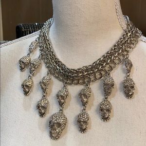 Skull face necklace and matching earrings